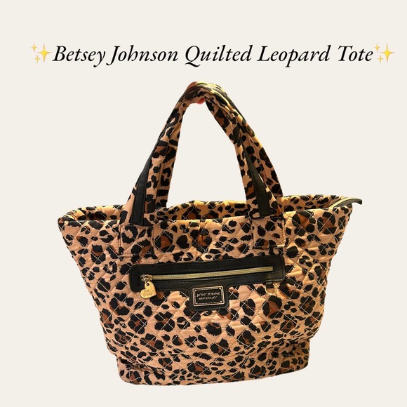 Betsey Johnson Handbags - ✨Betsey Johnson Quilted Leopard Print Tote Bag. Floral Lining✨